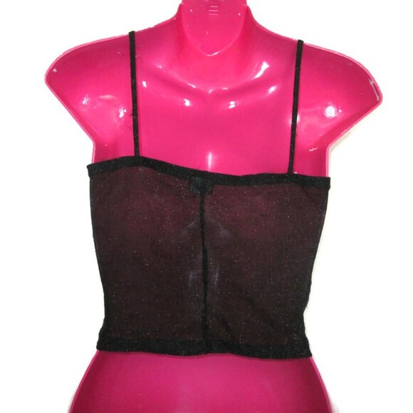 1990s vintage sexy sheer black lace camisole shirt crop top size extra small xs - Picture 3 of 7